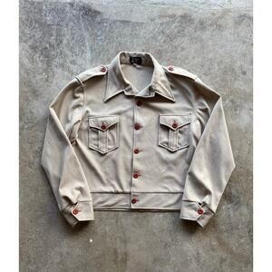 VTG 1960s/70s Penneys Towncraft Par Excellence Tan Jacket Dagger Collar Size L